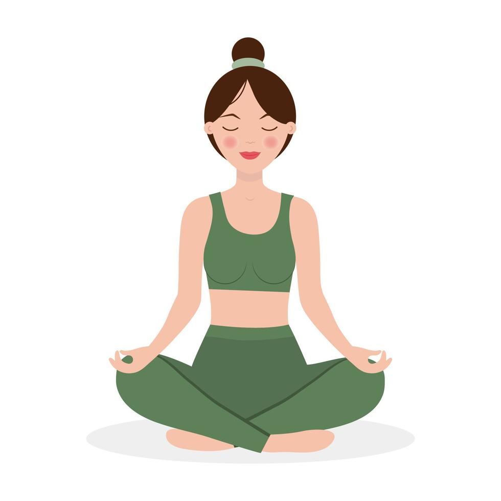 kvinna gör yoga i lotusställning. meditation koncept. vektor