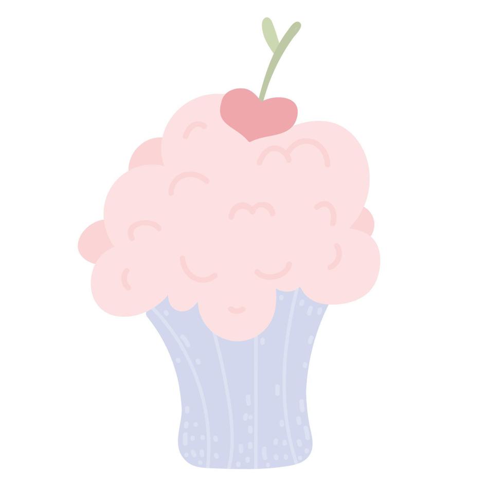 Stiker Cupcake mit Herz zum Valentinstag Design. vektor