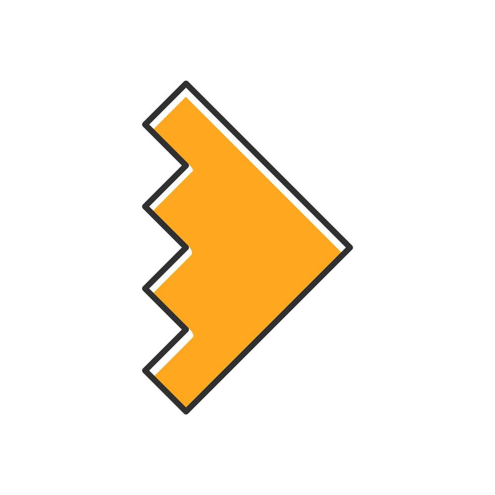 höger orange pilspets färgikon. framåt triangulär pil. navigationspekaren tecken. riktning flytta. rörelseindikator. geometrisk pekande symbol. rörelse i sidled. isolerade vektor illustration