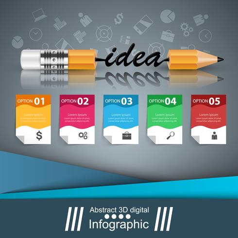 Bleistift, Bildung, Ideensymbol. Geschäftsinfografik. vektor