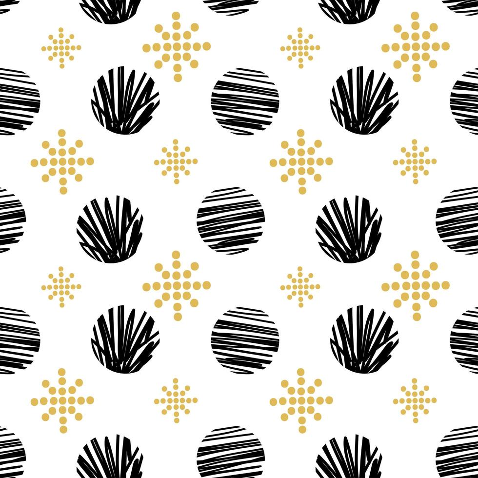 Wintergold abstraktes geometrisches nahtloses Muster mit Kreisen, Schneeflocke. trendige handgezeichnete Texturen. modernes abstraktes Design für Papier, Stoff, Innendekoration und andere Benutzer vektor