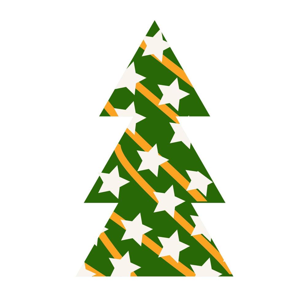 grön abstrakt julgran med vita stjärnor. vektor
