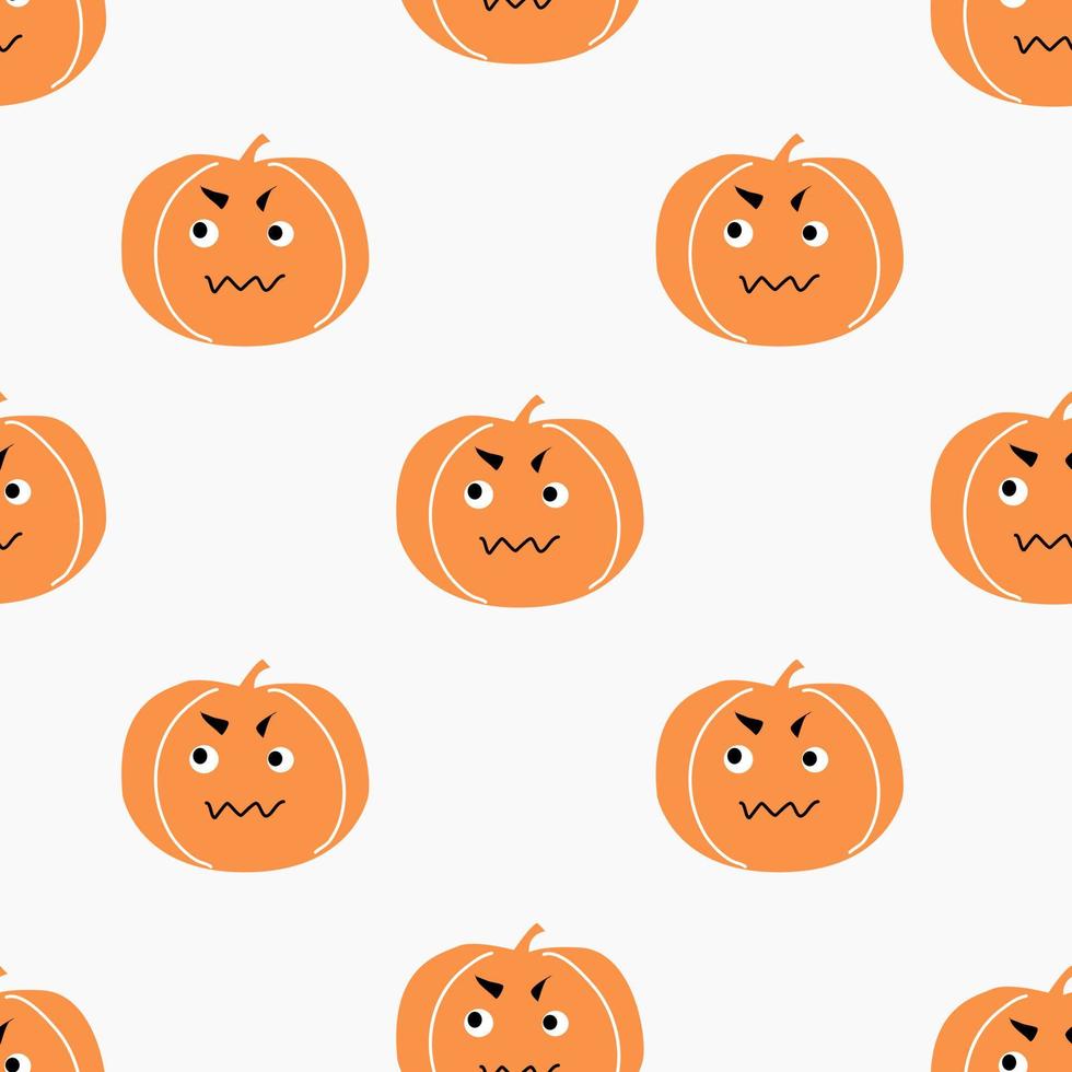 sömlöst pumpamönster med ansikte med halloween-tema. vektor