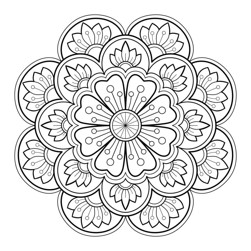 Vektor abstrakte Mandala-Muster. Kunst an der Wand. Malbuch Spitzenmuster das Tattoo. Design für ein Tapetenfarbenhemd und Fliesenaufkleberdesign, dekoratives Kreisornament im orientalischen Ethnostil