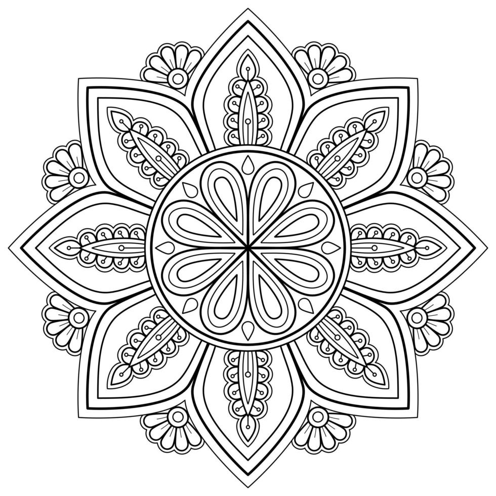 Vektor abstrakte Mandala-Muster. Kunst an der Wand. Malbuch Spitzenmuster das Tattoo. Design für ein Tapetenfarbenhemd und Fliesenaufkleberdesign, dekoratives Kreisornament im orientalischen Ethnostil