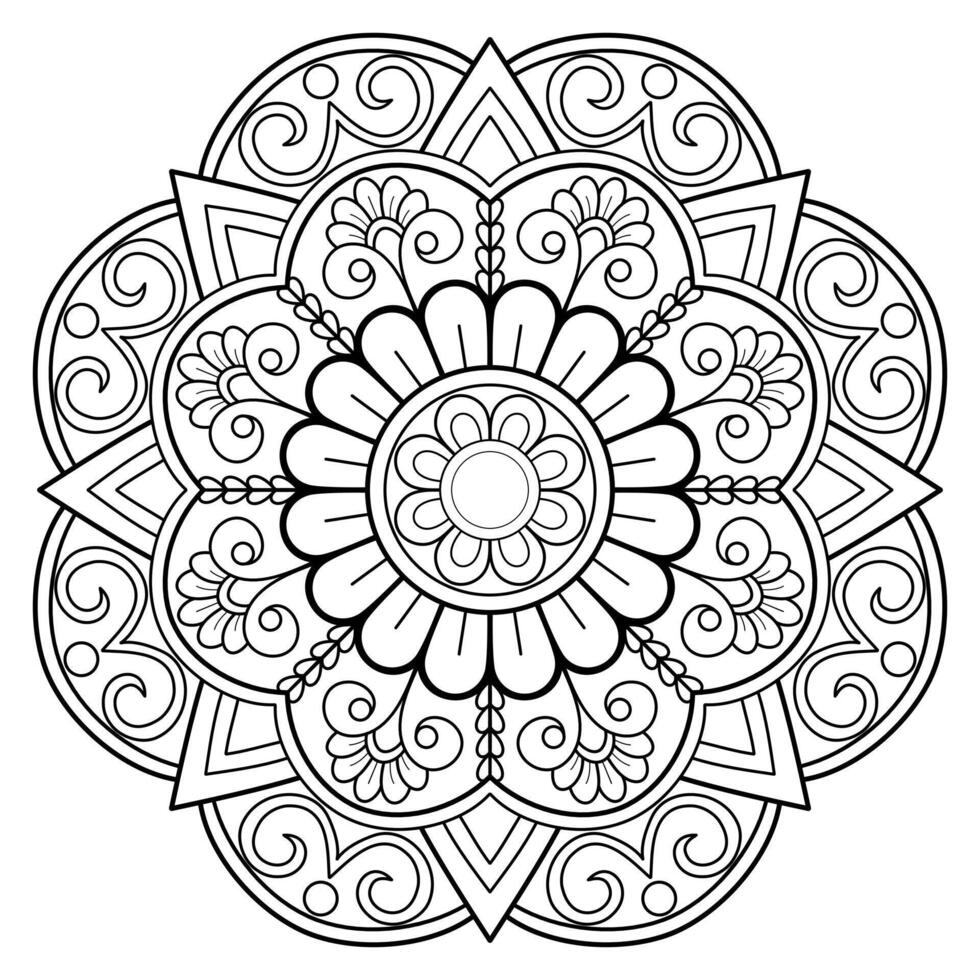 Vektor abstrakte Mandala-Muster. Kunst an der Wand. Malbuch Spitzenmuster das Tattoo. Design für ein Tapetenfarbenhemd und Fliesenaufkleberdesign, dekoratives Kreisornament im orientalischen Ethnostil