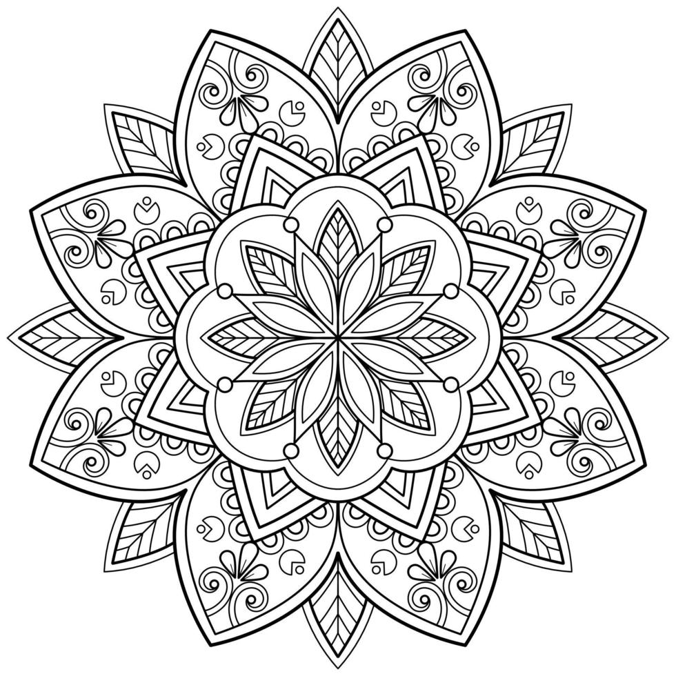 Vektor abstrakte Mandala-Muster. Kunst an der Wand. Malbuch Spitzenmuster das Tattoo. Design für ein Tapetenfarbenhemd und Fliesenaufkleberdesign, dekoratives Kreisornament im orientalischen Ethnostil