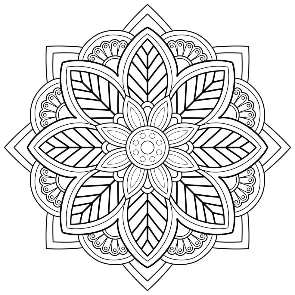 Vektor abstrakte Mandala-Muster. Kunst an der Wand. Malbuch Spitzenmuster das Tattoo. Design für ein Tapetenfarbenhemd und Fliesenaufkleberdesign, dekoratives Kreisornament im orientalischen Ethnostil