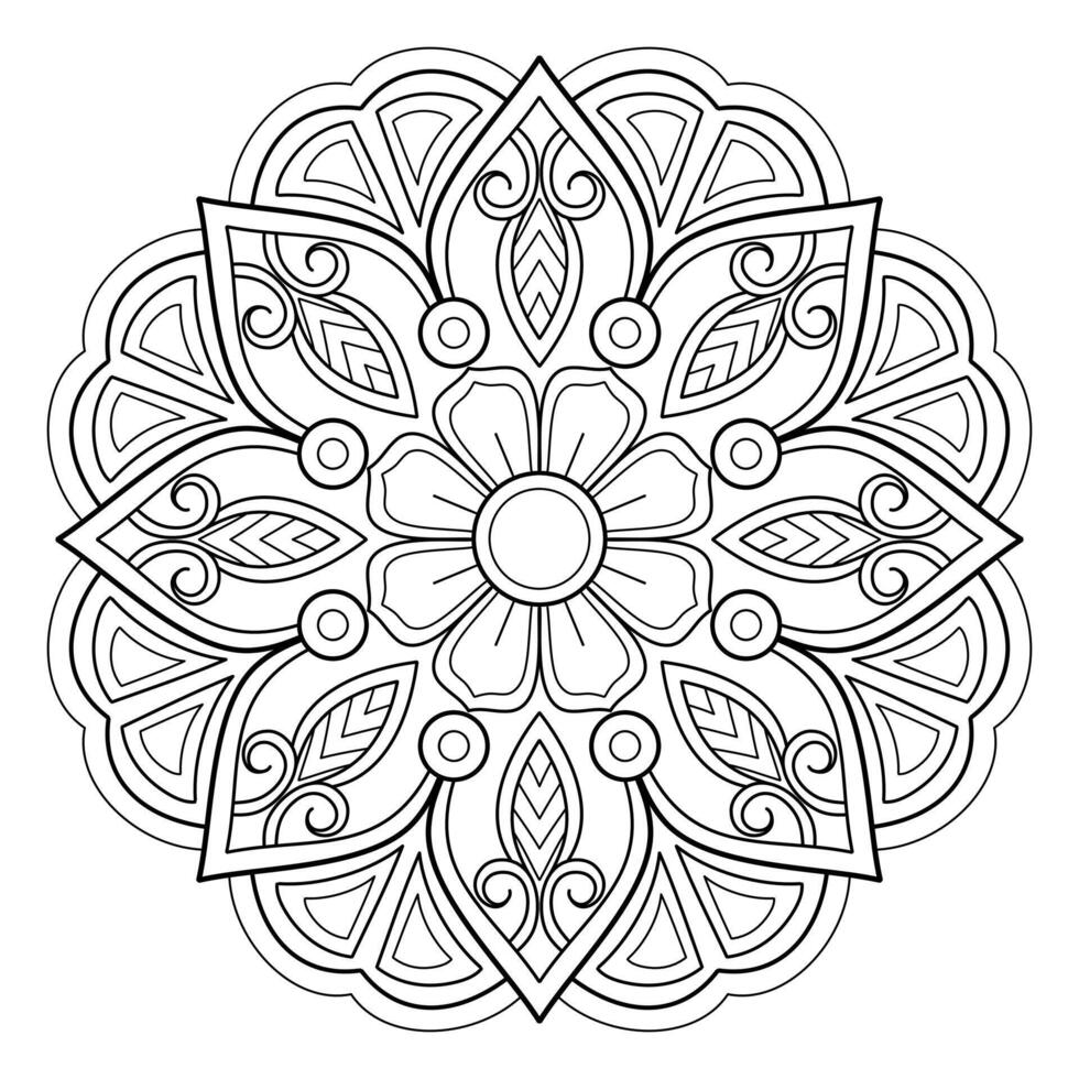 Vektor abstrakte Mandala-Muster. Kunst an der Wand. Malbuch Spitzenmuster das Tattoo. Design für ein Tapetenfarbenhemd und Fliesenaufkleberdesign, dekoratives Kreisornament im orientalischen Ethnostil