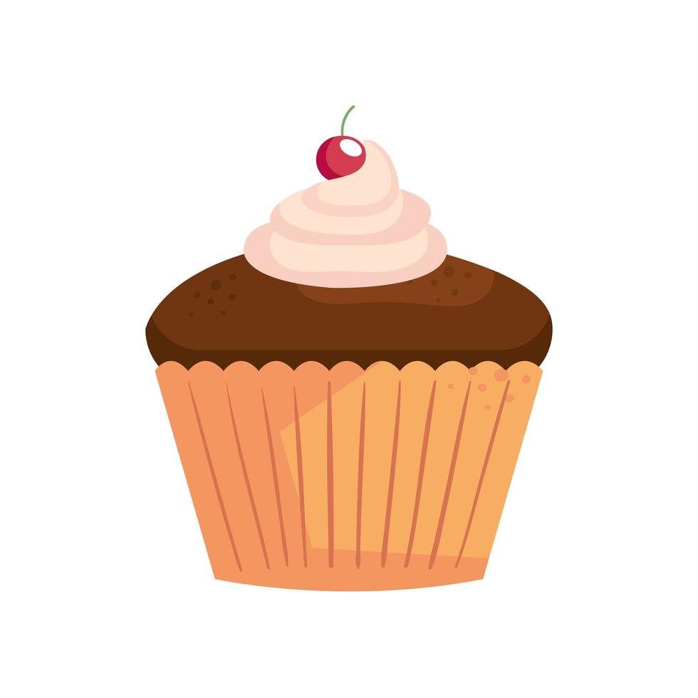 süßer Cupcake mit Kirsche vektor