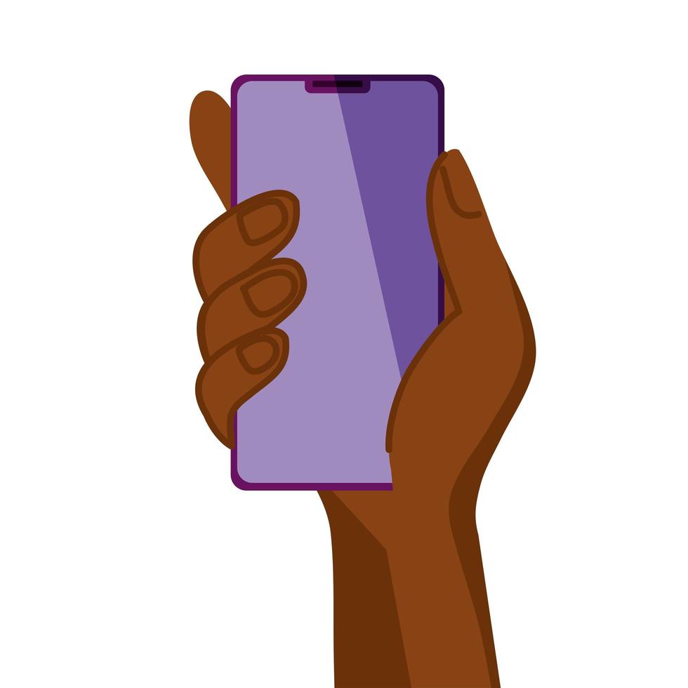 Afro-Hand mit Smartphone vektor