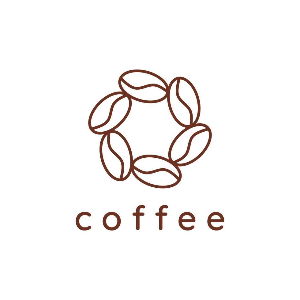 kaffeböna linje logotyp design vektor