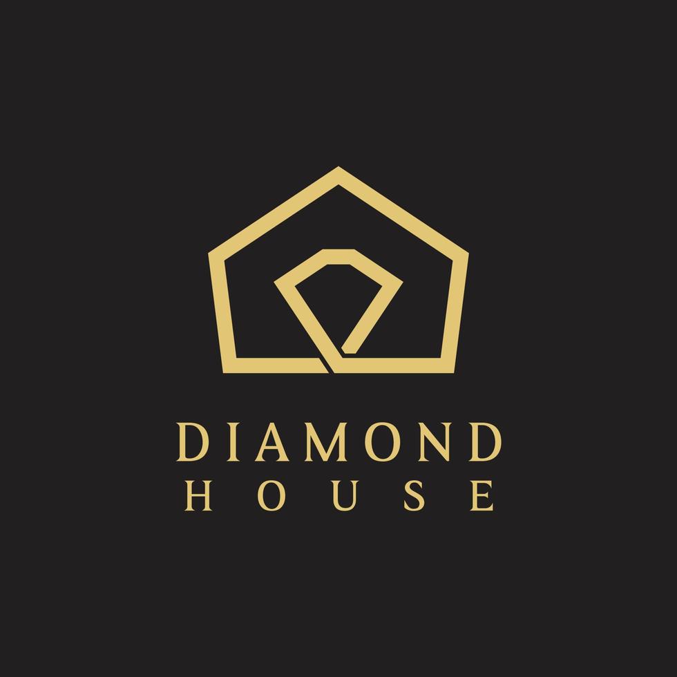 diamant hus linje logotyp design vektor