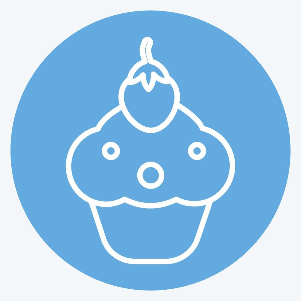 Cupcake-Symbol im trendigen blauen Augen-Stil isoliert auf weichem blauem Hintergrund vektor