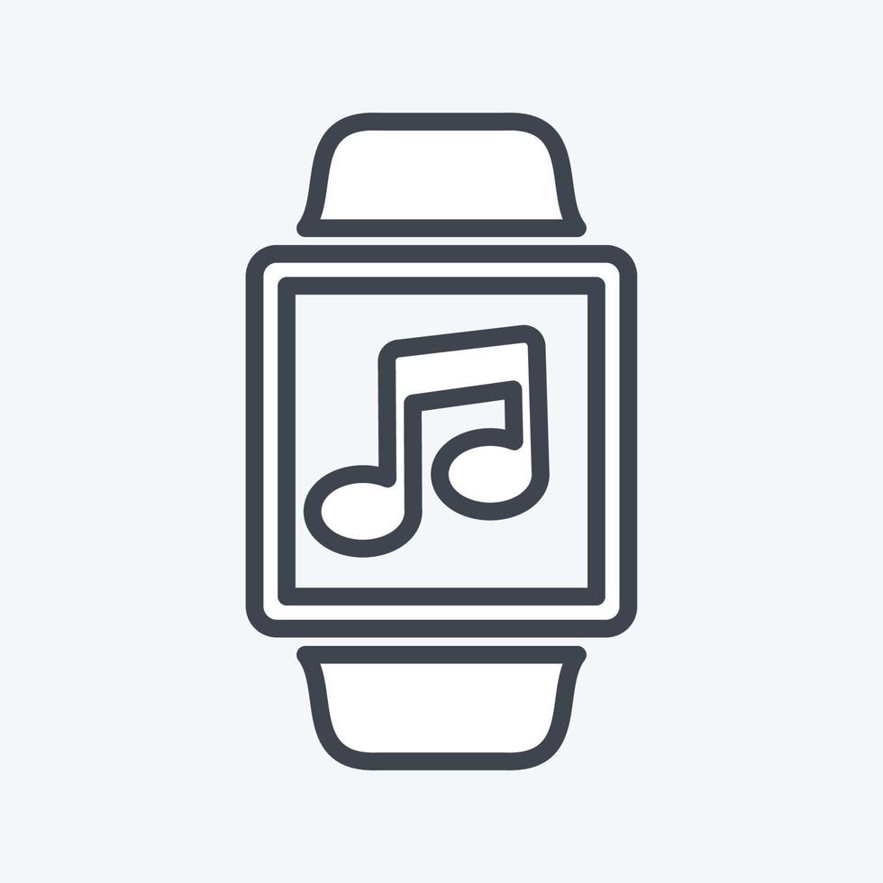 Musik-App-Symbol im trendigen Linienstil isoliert auf weichem blauem Hintergrund vektor