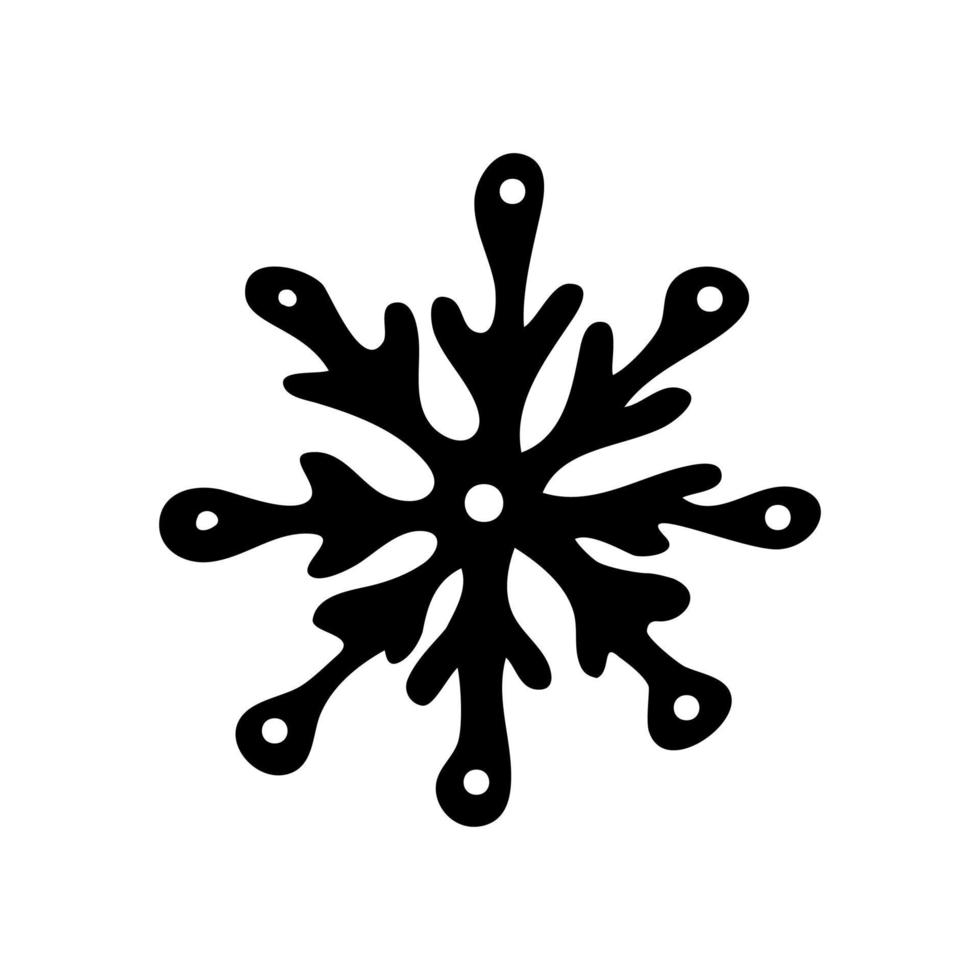 Doodle Schneeflocken schwarz einfaches Symbol, Vektor-Illustration isoliert auf weißem Hintergrund vektor