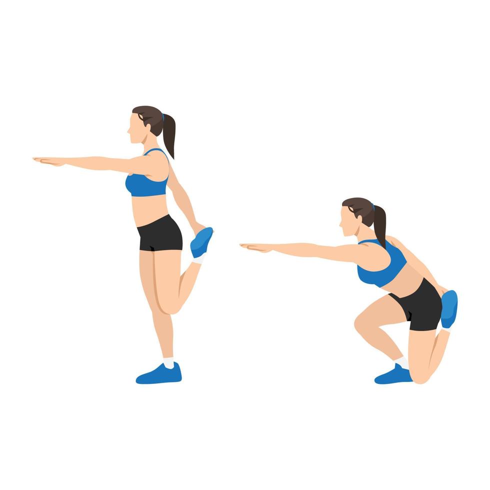 kvinna gör räkor squat övning. vektor