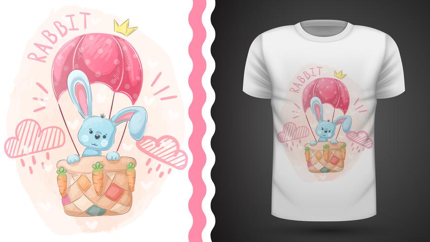 Nettes Kaninchen und Luftballon - Idee für Druckt-shirt. vektor