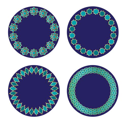 blå guld marockanska cirkelramar vektor