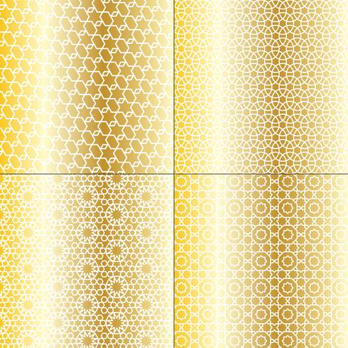vita och metalliska guld marockanska mönster vektor