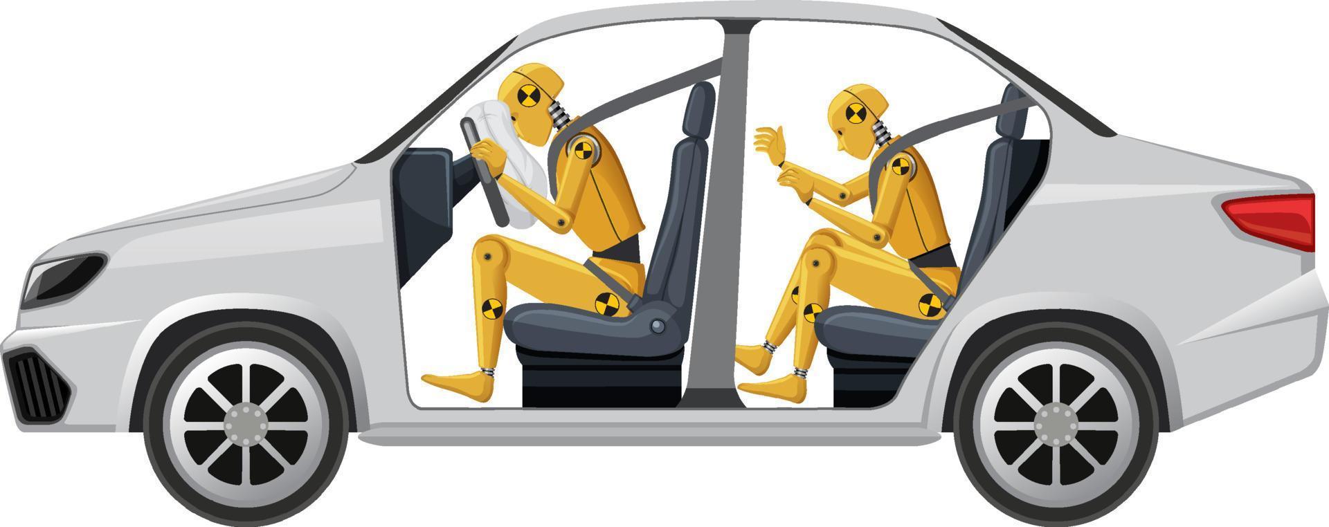 Crashtest-Dummy in einem Auto-Airbag vektor