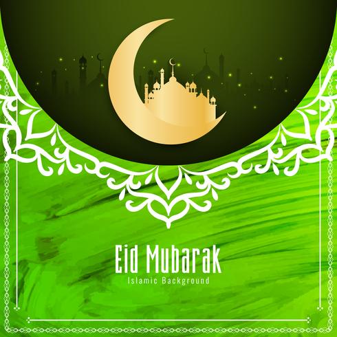 Abstrakt Eid Mubarak akvarell bakgrundsdesign vektor
