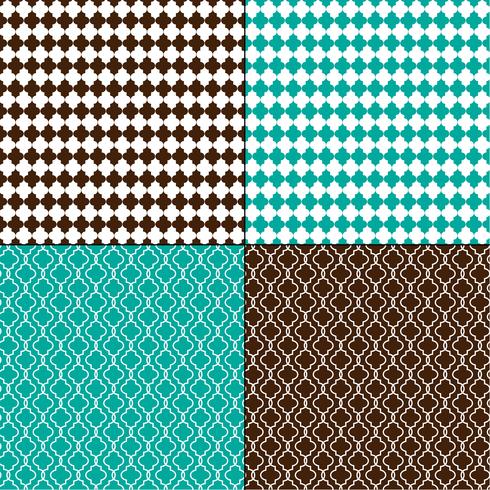 brun och turkosblå marockanska geometriska mönster vektor