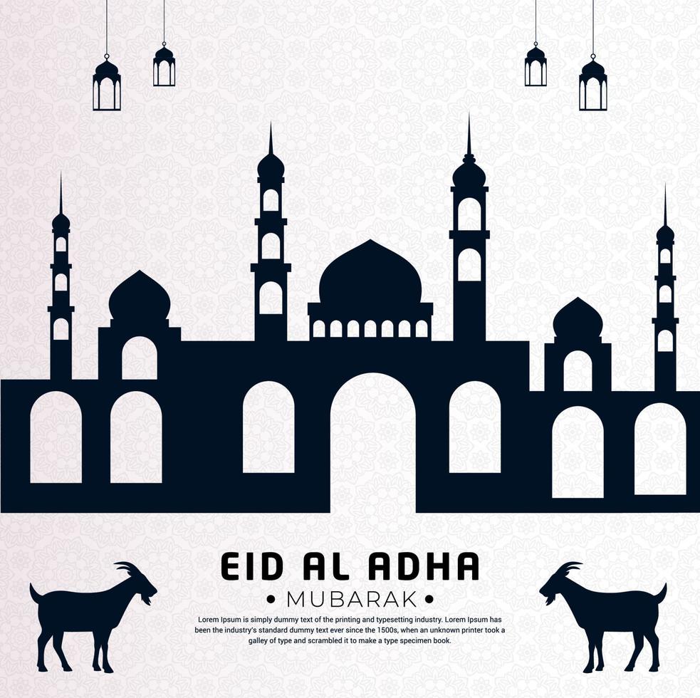 eid al adha mubarak islamischer hintergrund mit schwarz-weißer farbe. Mubarak islamisches Design vektor