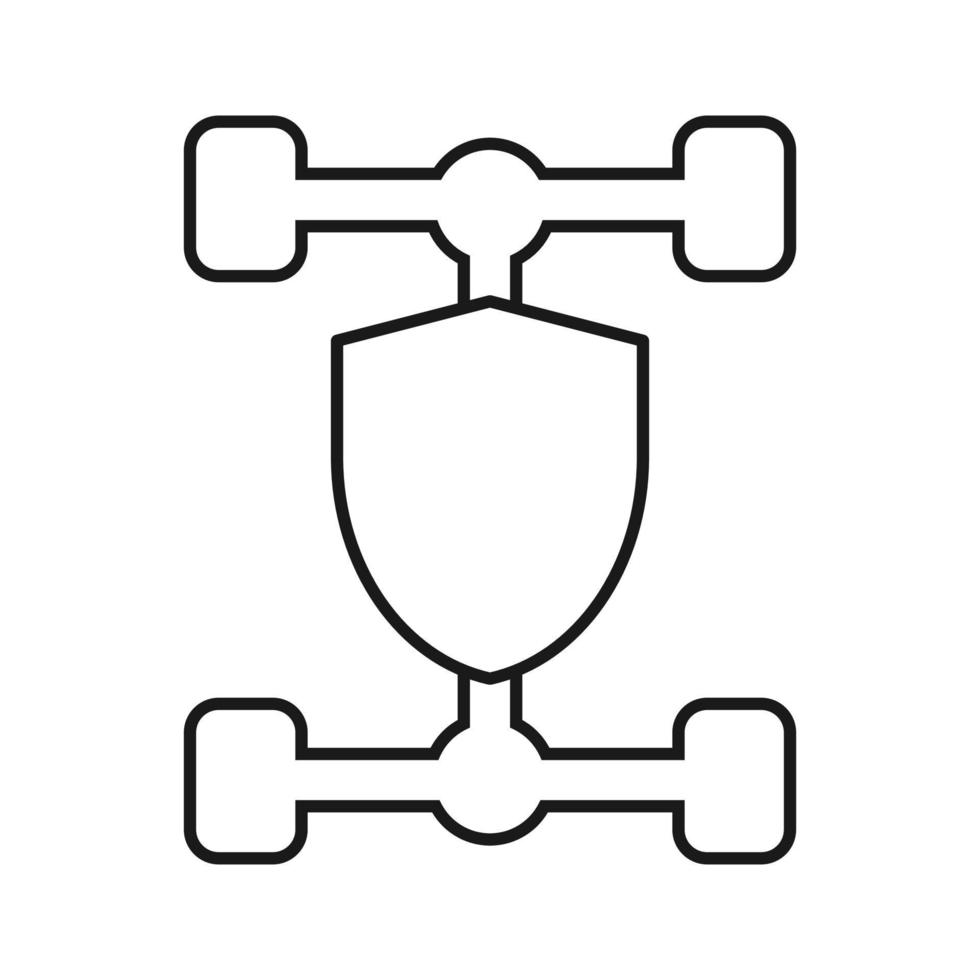 Chassis-Auto-Symbol mit Schutzschild vektor