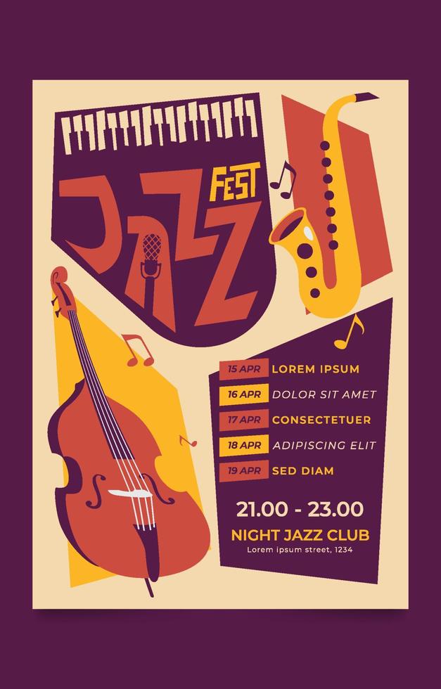 Plakat des Jazzmusikfestivals vektor