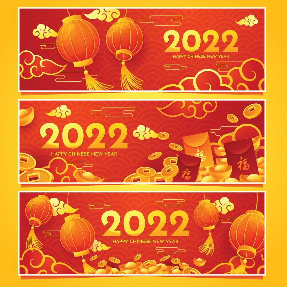 Frohes chinesisches neues jahr 2022 banner vektor