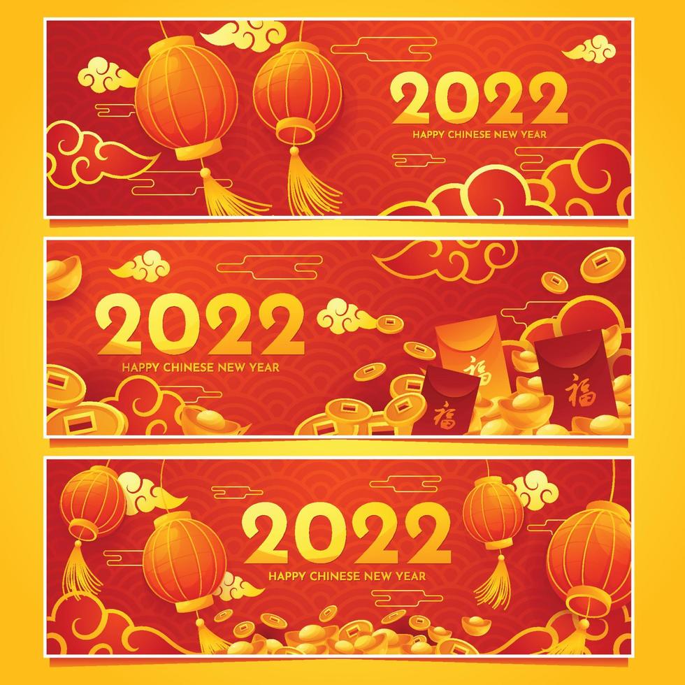 gott kinesiskt nytt år 2022 banner vektor