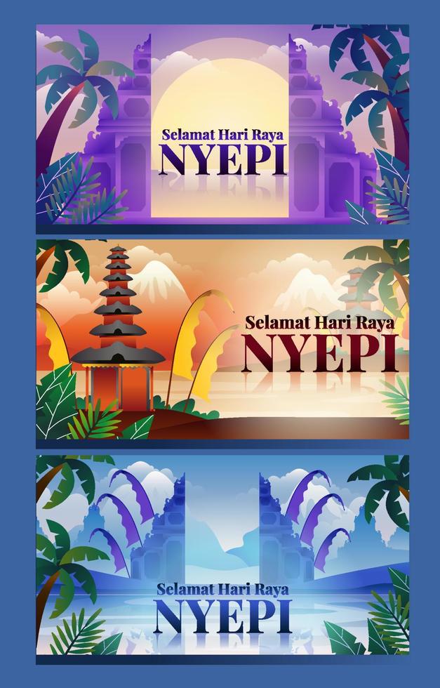 feier des hari raya nyepi minimalismusbanners vektor