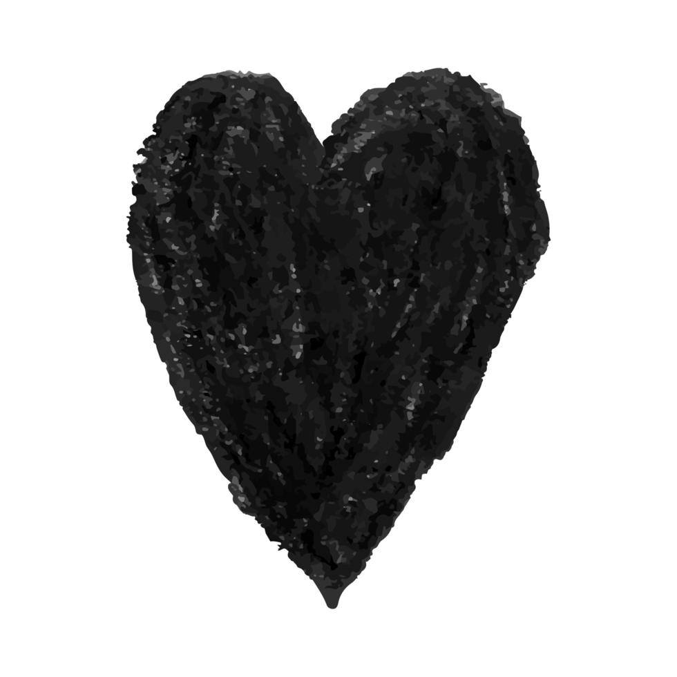 illustration av hjärtform ritad med svart färgade krita pasteller vektor