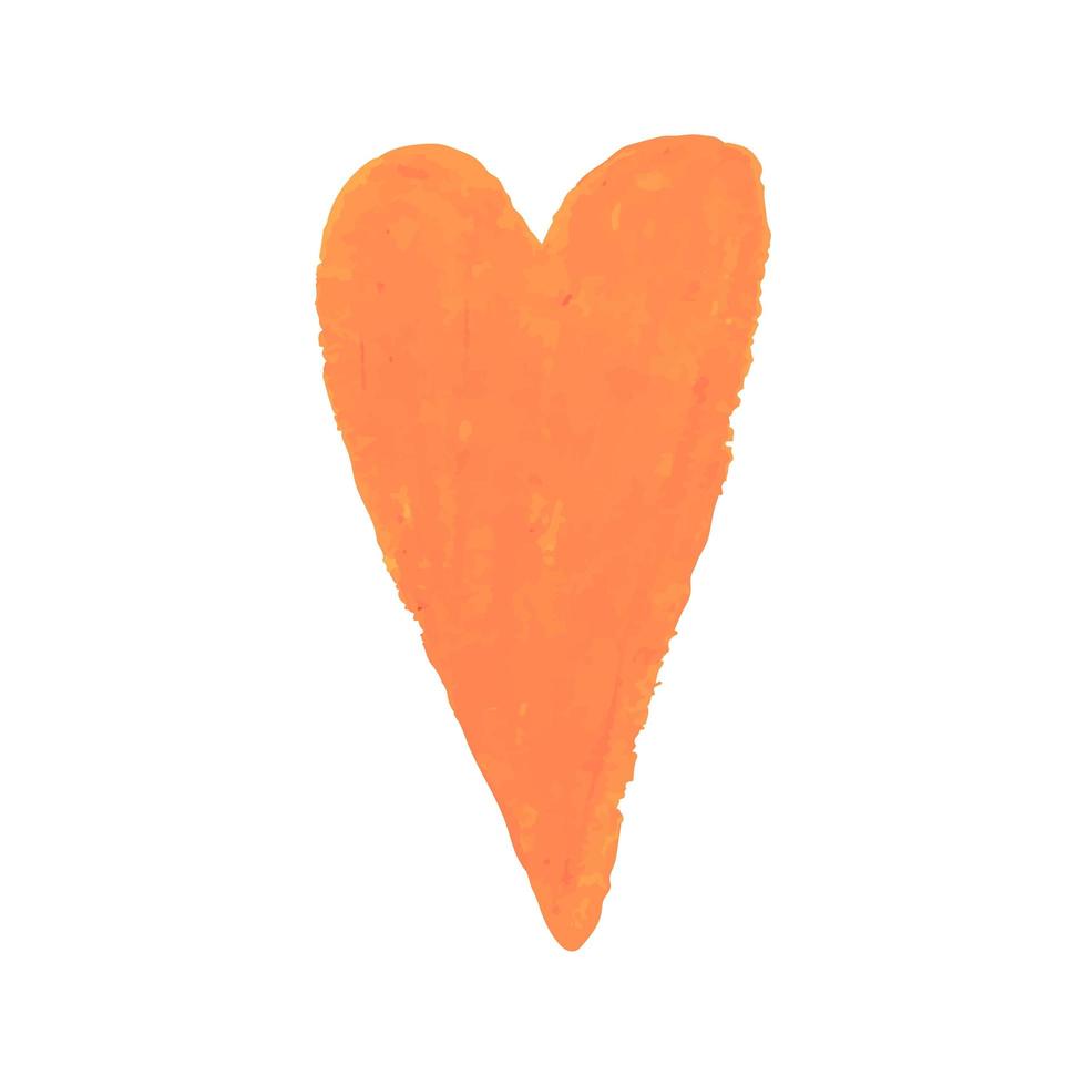 Illustration der Herzform mit orangefarbenen Kreidepastellen gezeichnet vektor