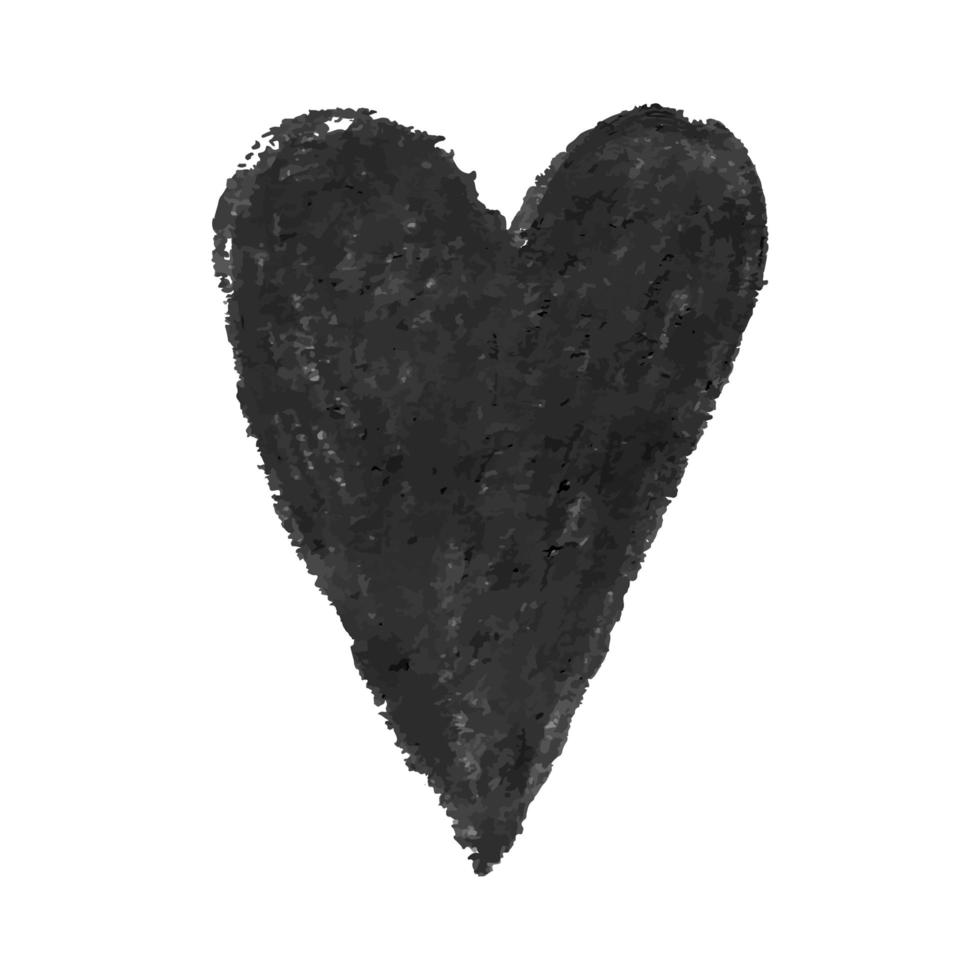 illustration av hjärtform ritad med svart färgade krita pasteller vektor