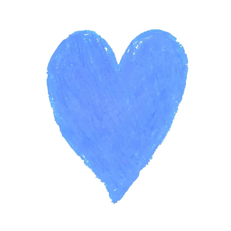 illustration av hjärtform ritad med blå färgade krita pasteller vektor
