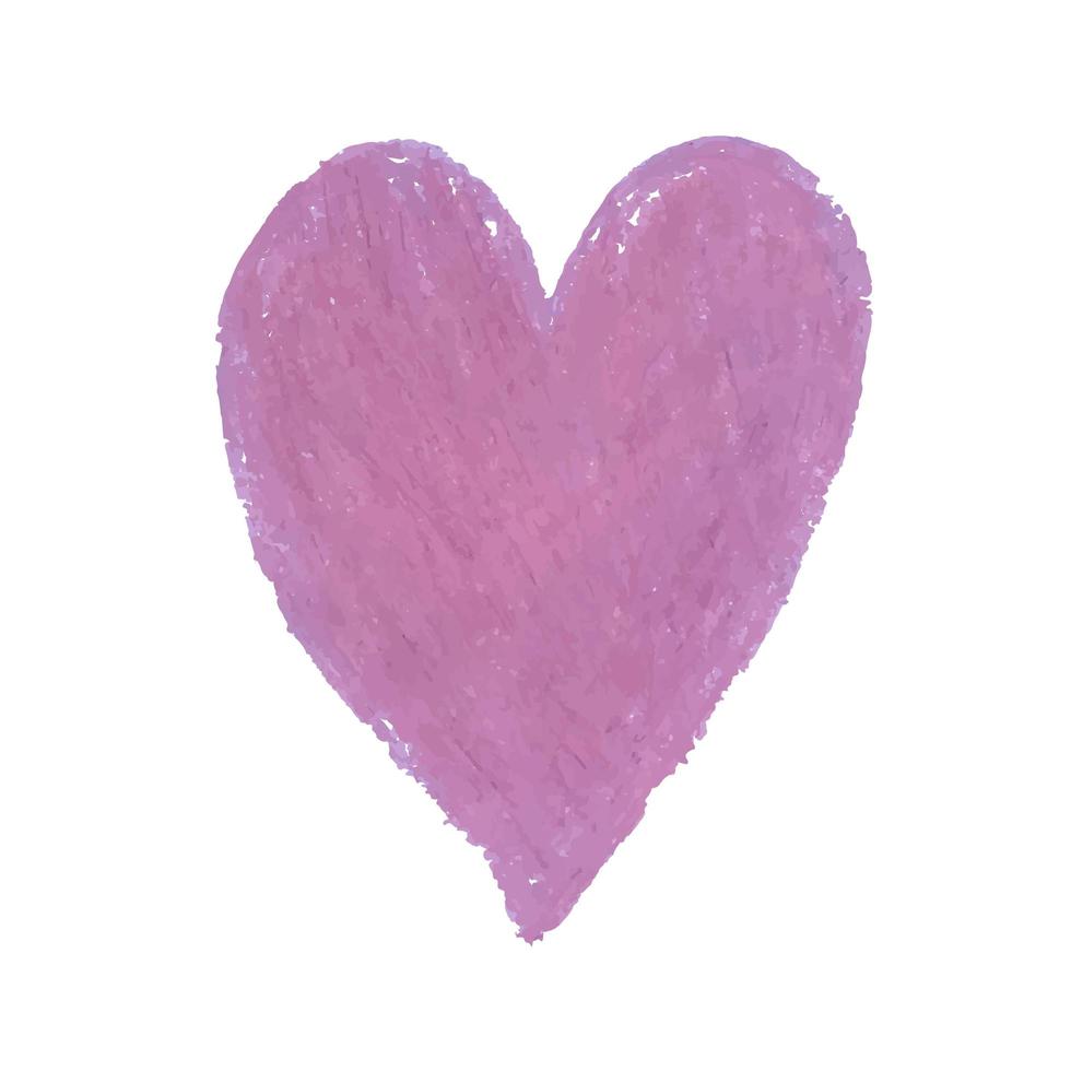 illustration av hjärtform ritad med rosa färgade krita pasteller vektor