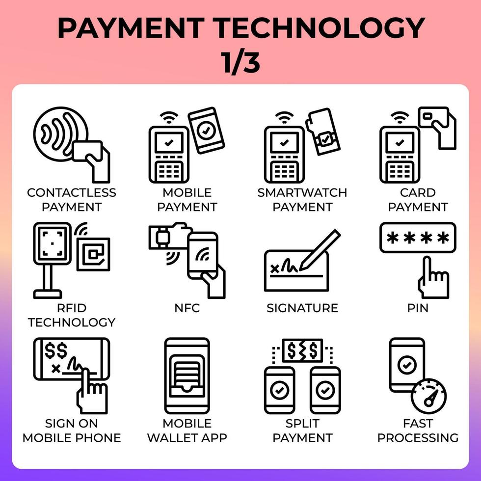 Symbole für Zahlungstechnologien vektor