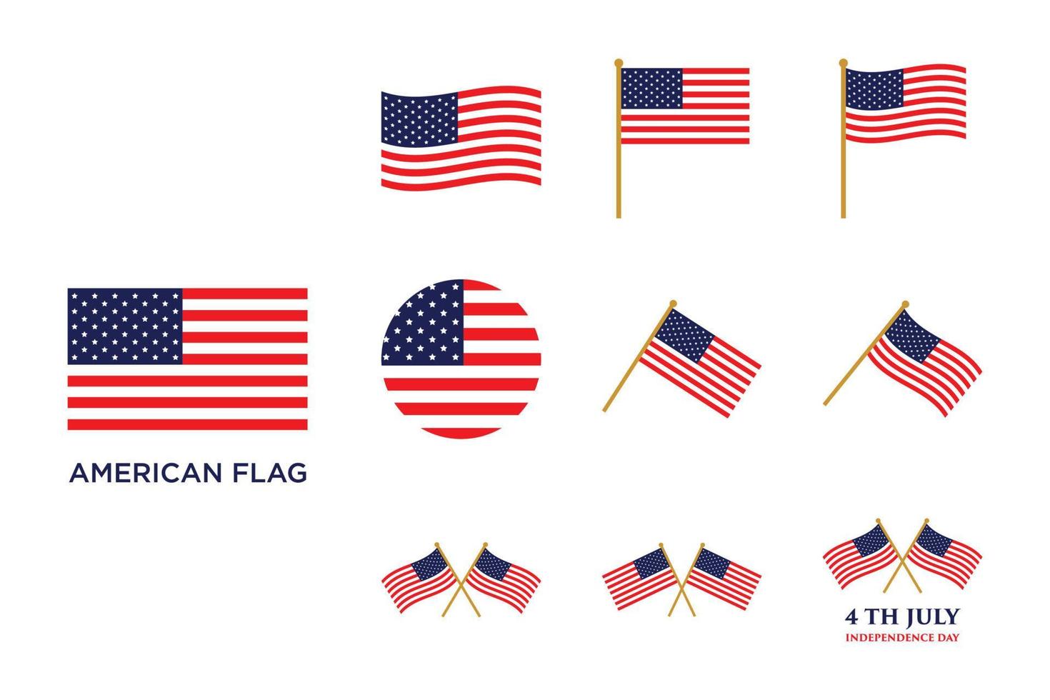 Symbolsatz der amerikanischen Flagge vektor