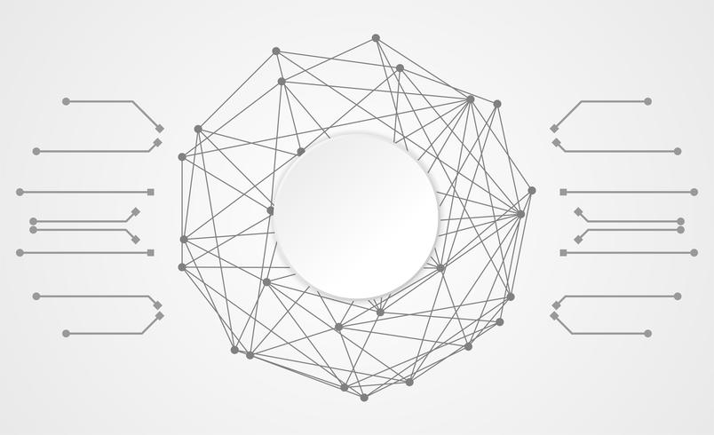 abstrakt teknik cirkel krets digital länkanslutning på hi tech vit grå bakgrund vektor