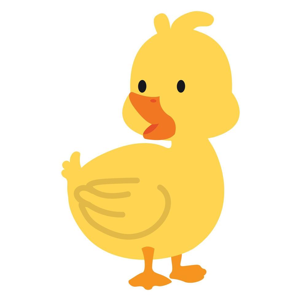 niedliche kleine gelbe Ente flach vektor