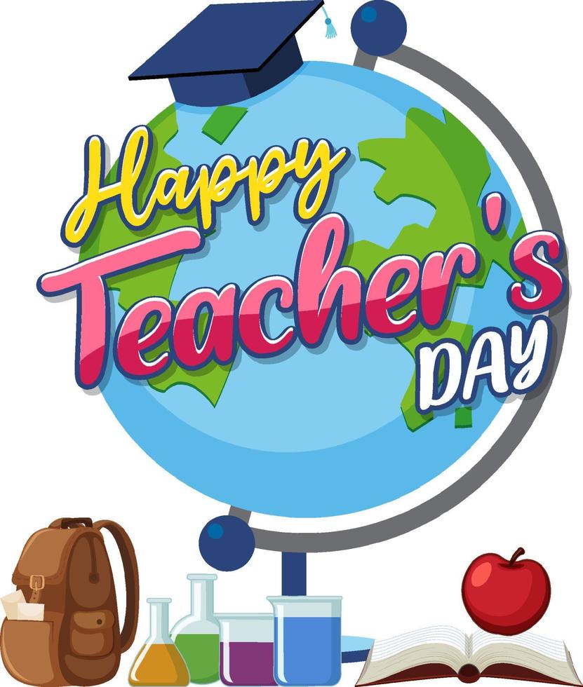 glad lärarens dag banner med jorden världen vektor