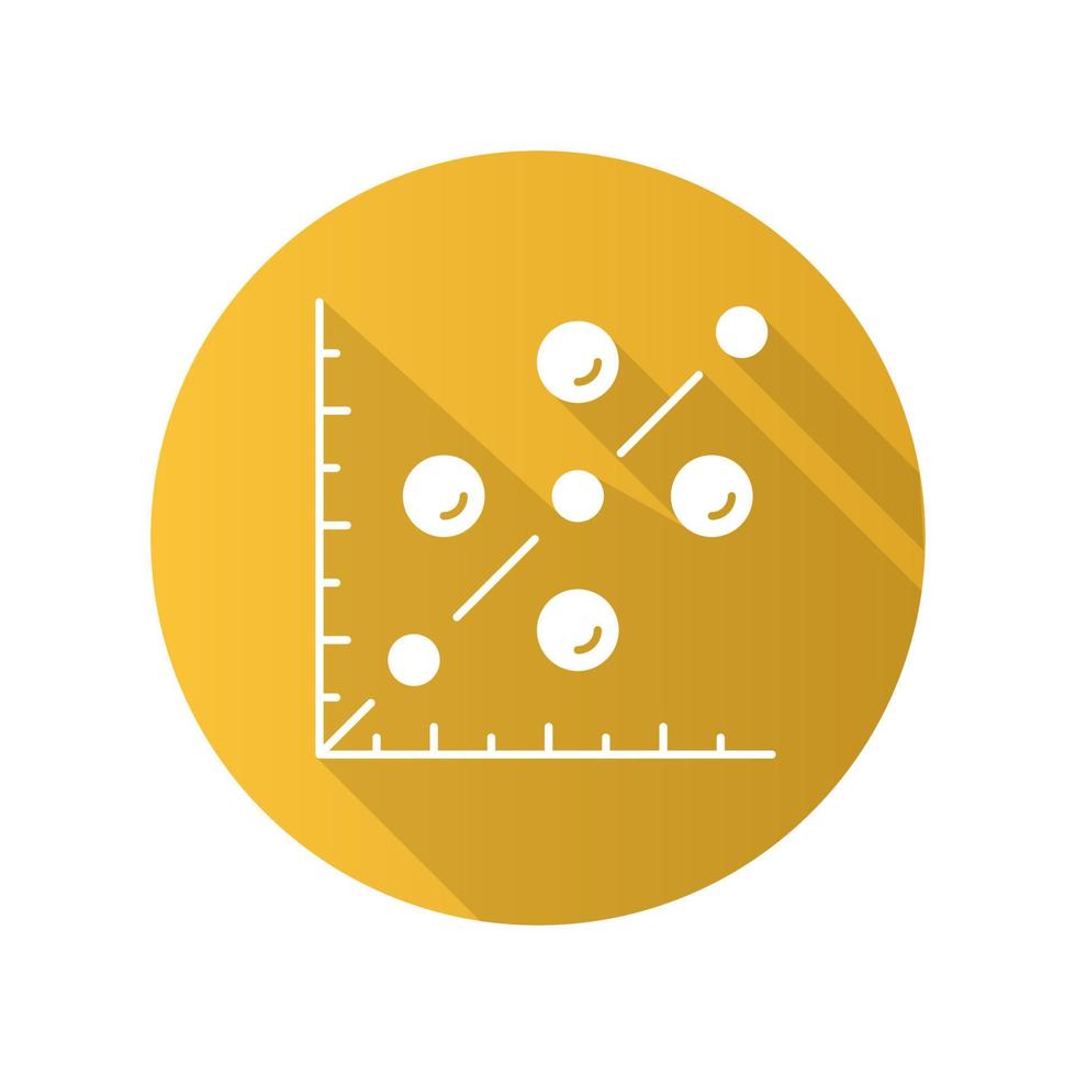 scatter plot platt design lång skugga glyfikon. spridningsgram. matematiskt diagram. representation av information. diagram på koordinatplan. datavisualisering. vektor siluett illustration