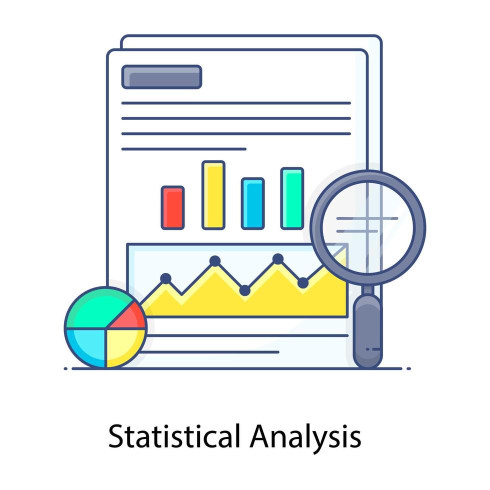 dataanalys platt kontur vektor som betecknar, datautvärdering och sökning