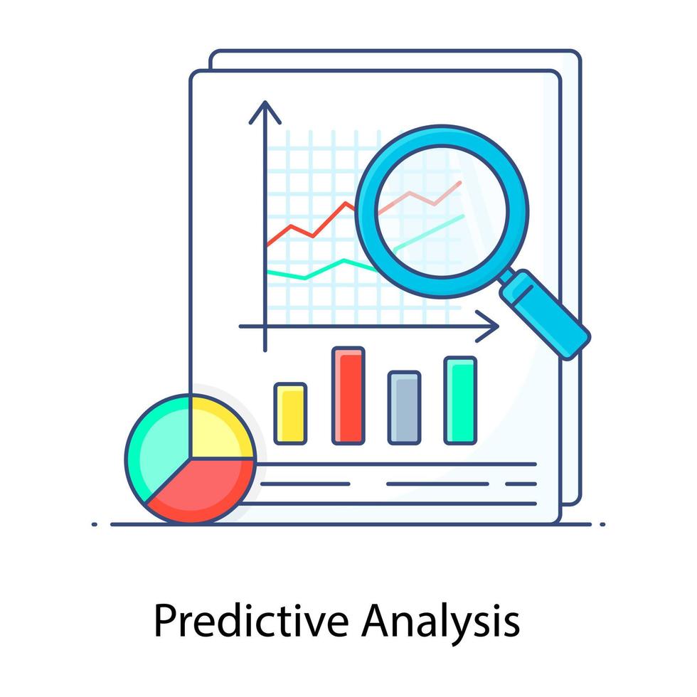 Vorhersage der bevorstehenden Ergebnisse, Vorhersageanalyse mit flachem Umrissvektor vektor