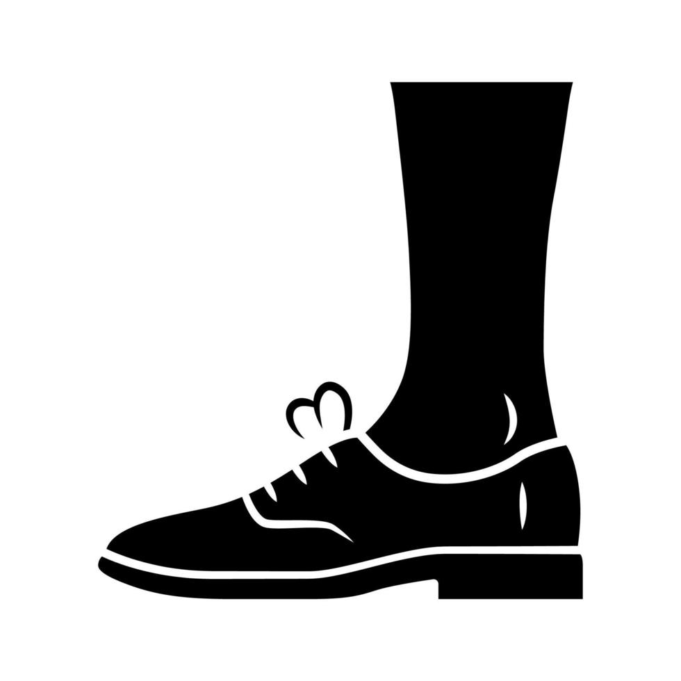 Brogues-Glyphe-Symbol. Oxford-Schuhe aus Leder für Damen und Herren. stilvolles, formelles, elegantes Schuhwerk. Büromode für Männer und Frauen. Silhouettensymbol. negativer Raum. vektor isolierte illustration