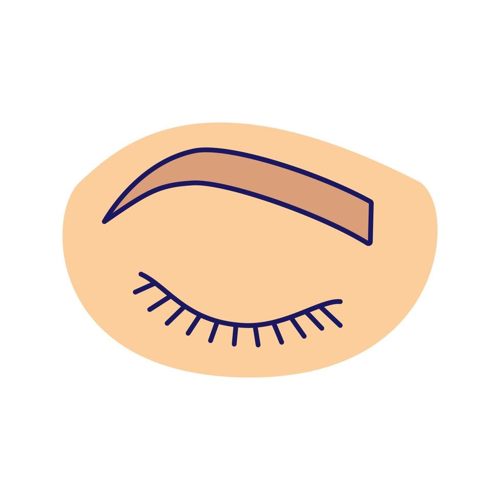 geschlossene Augenfarbe der Frau. vor der Wimpernverlängerung. weiche schräge Augenbrauen. Brauen formen. Microblading, Tätowieren. isolierte Vektorillustration vektor