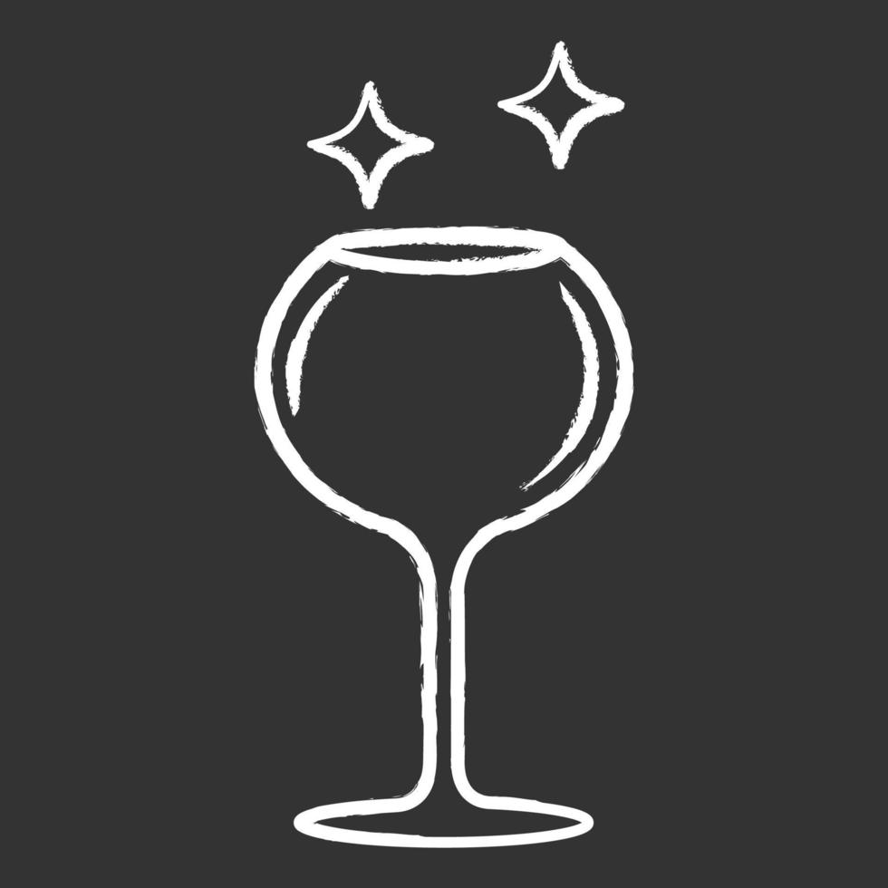 elsässisches Weinglas-Kreide-Symbol. Formen, Typen von Kristallglaswaren. Glas für Weißwein, andere Getränke. Vorlieben beim Alkoholkonsum. Tischservice. isolierte vektortafelillustration vektor