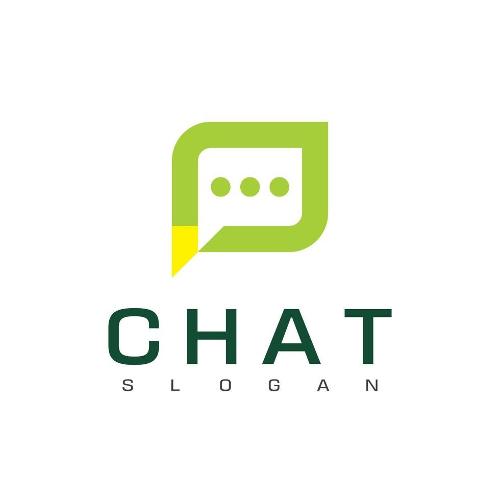 Blatt-Chat, Ökologie-Forum-Logo-Design-Vorlage vektor
